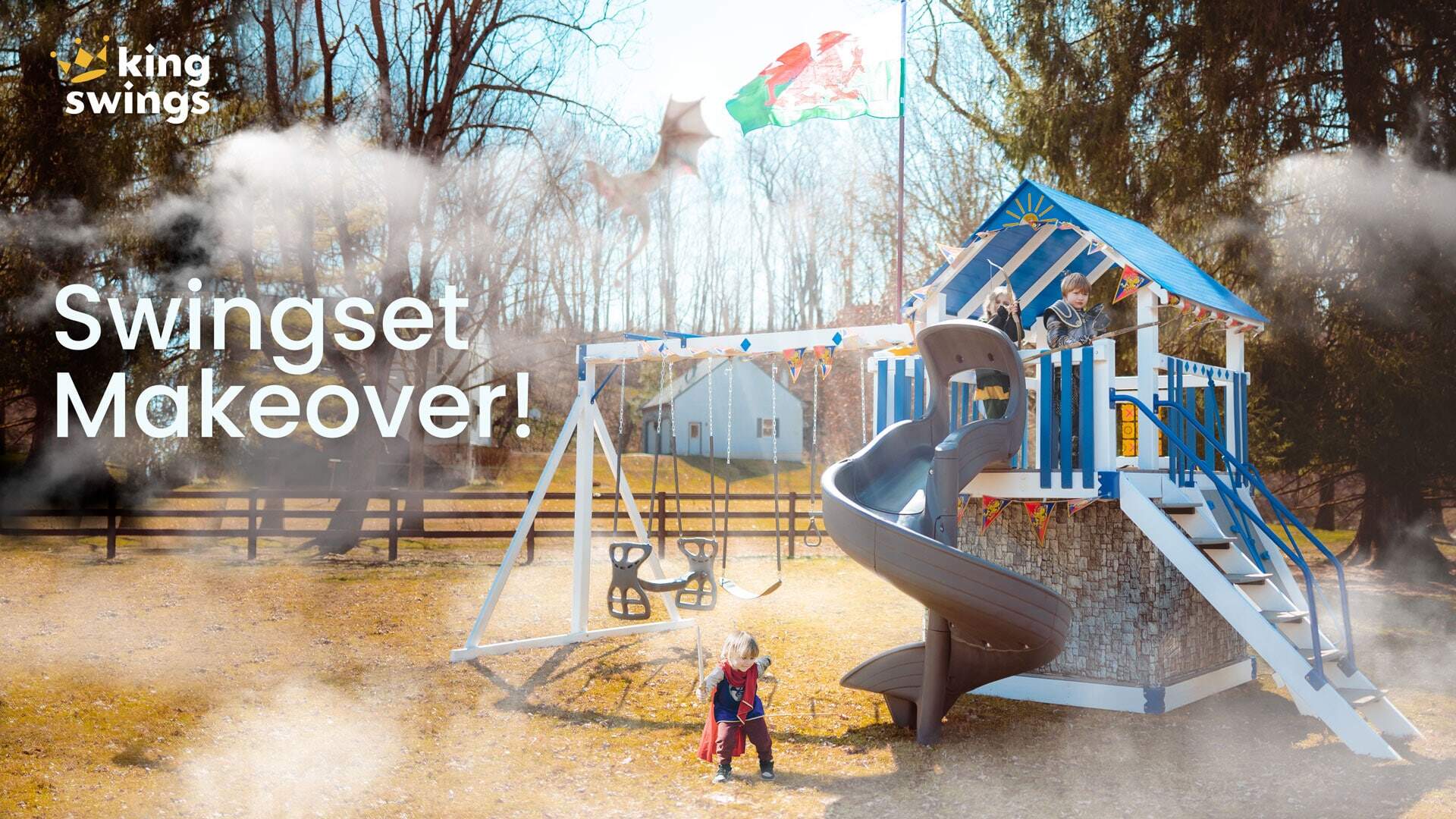 Swing Set Makeover – Castle Edition