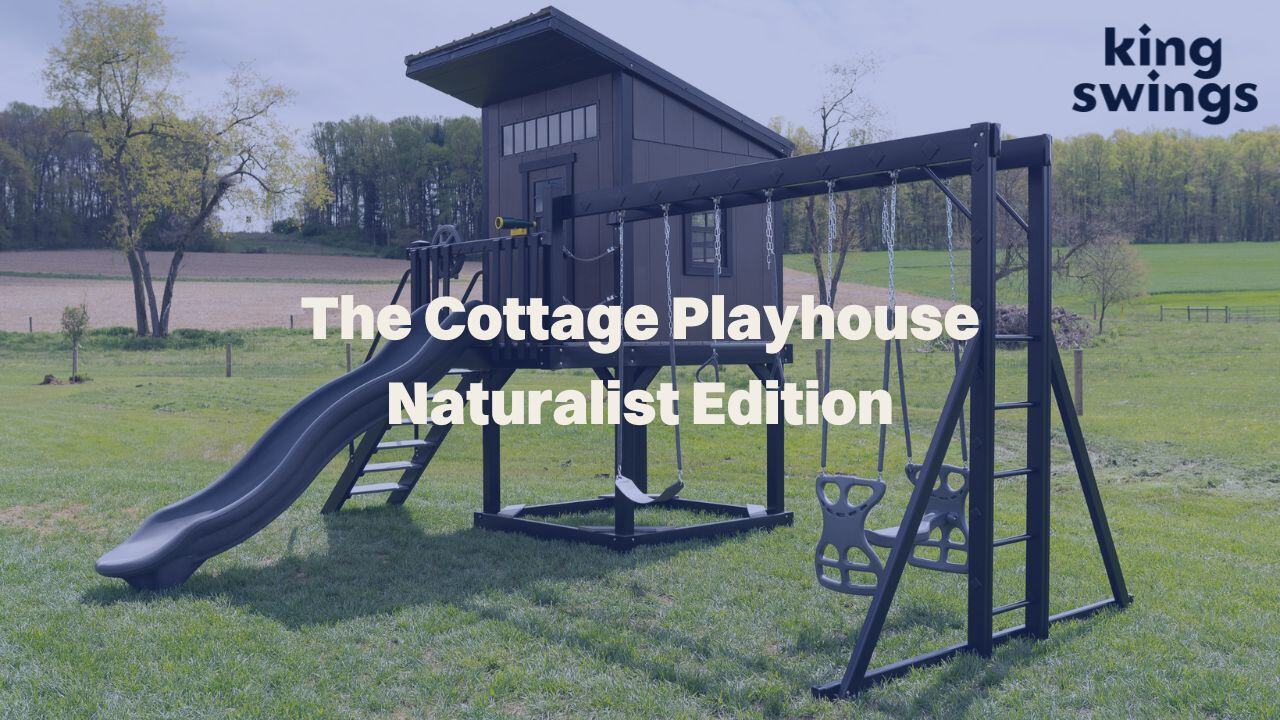 Cottage Playhouse Swing Set – Naturalist Edition